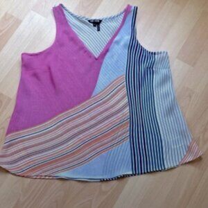 Nic + Zoe Striped Semi Sheer Tank Pastel Colors - Size XL